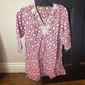 Roberta Roller Rabbit purple coverup with embroidered neckline